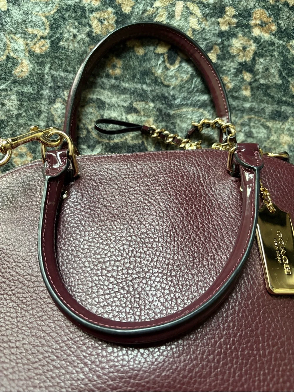 Coach Pebbled Dome Satchel in Deep Burgundy